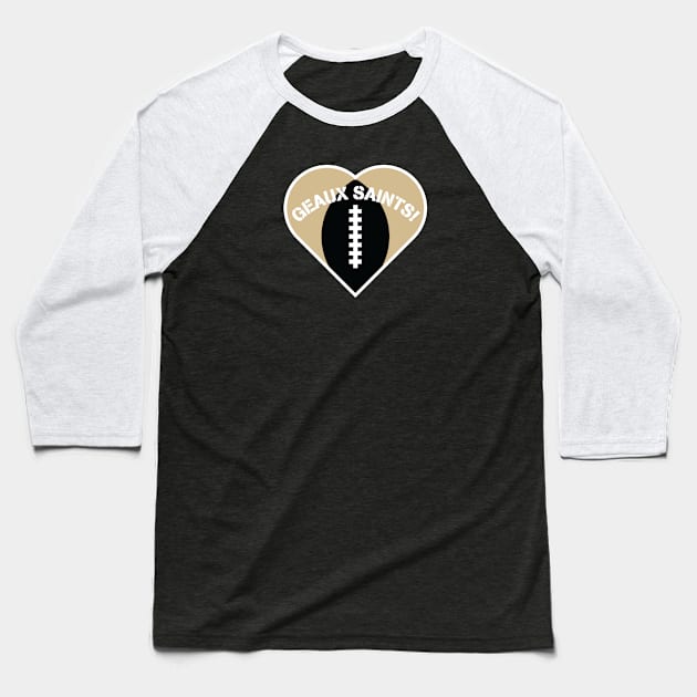 Heart Shaped New Orleans Saints Baseball T-Shirt by Rad Love